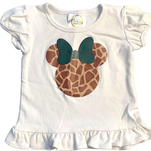🇺🇸 Minnie Mouse Shirt Baby Girl 6 Month Combed Cotton Animal Print Disney Logo - Picture 1 of 6